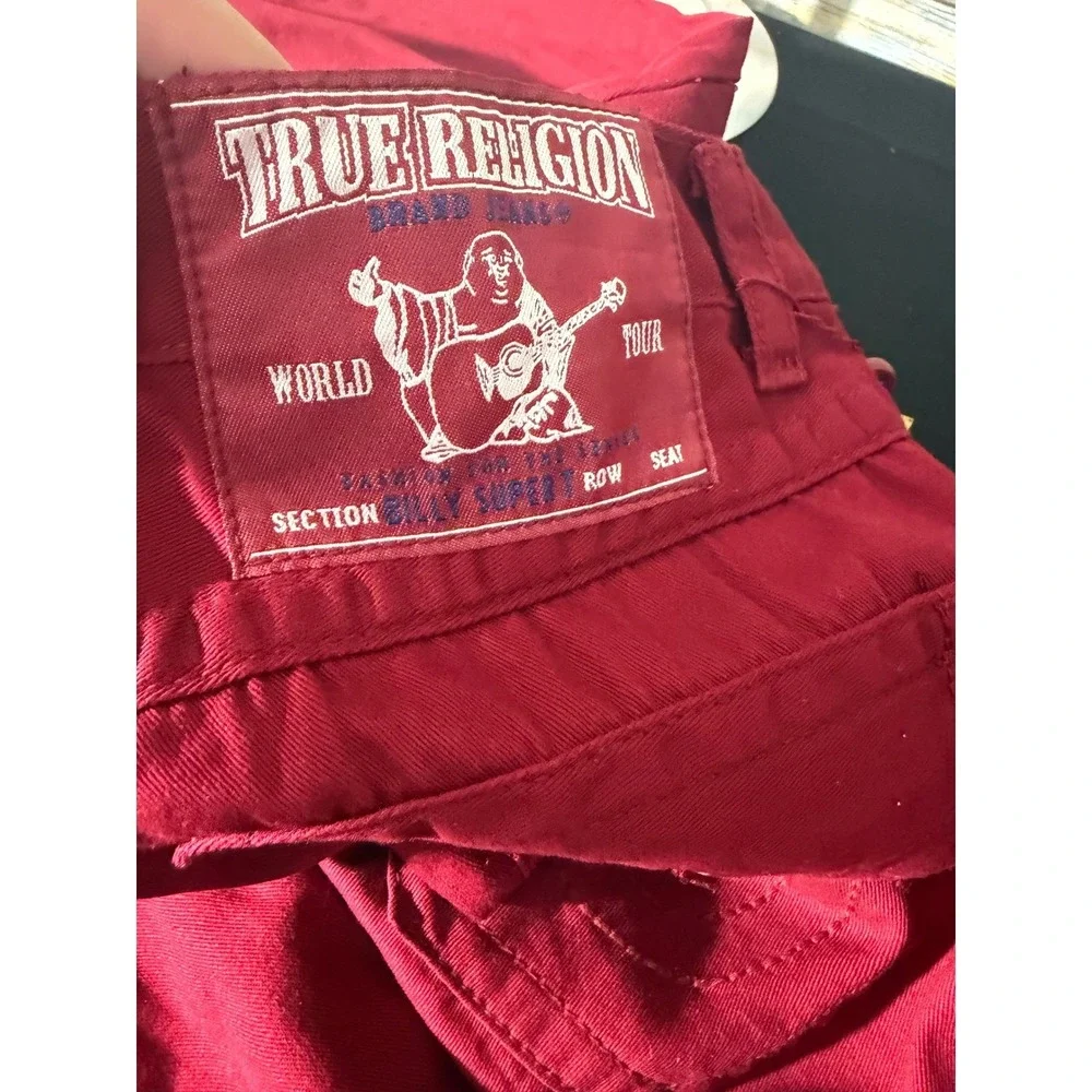 True Religion Billy Big T Jeans 32 Red NEW Urban Cow‎ Straight Leg USA Made